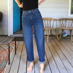 Madewell Balloon Jeans Ellisboro Wash Medium Dark Indigo 24T Wide Mom Tapered